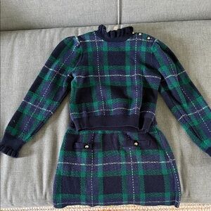 Jane and Jack Plaid Knit Set with Gold Buttons